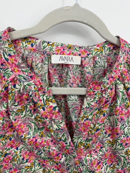 Avara Ava Floral Blouse 3/4 sleeved top pink green sz S - Picture 2 of 7